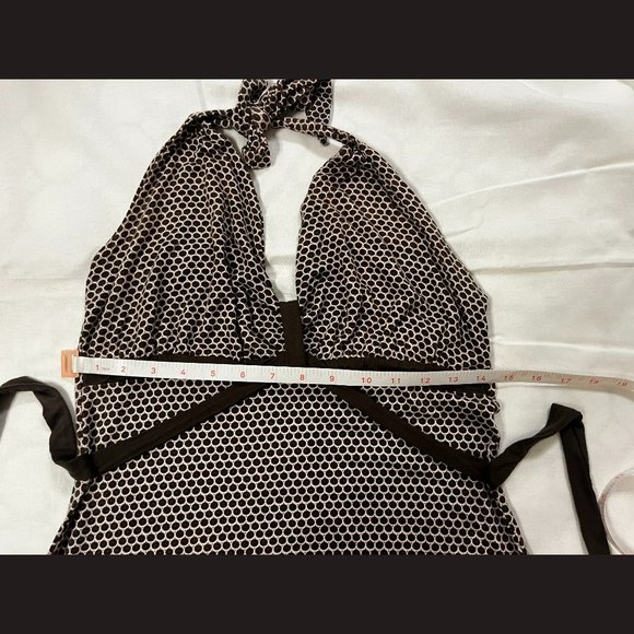 Vertigo Paris Brown Pink Polka Dot Halter Dress L - Picture 3 of 7